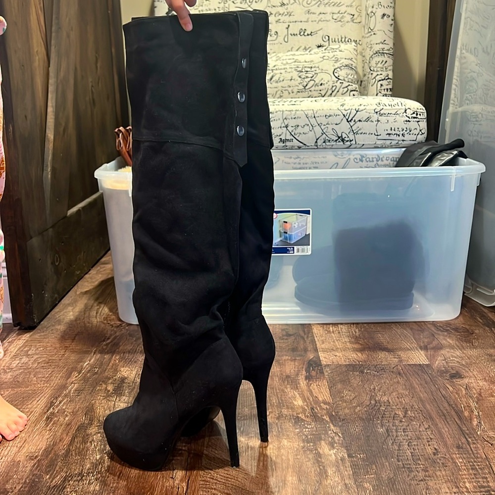 Charles David black suede over the knee boots